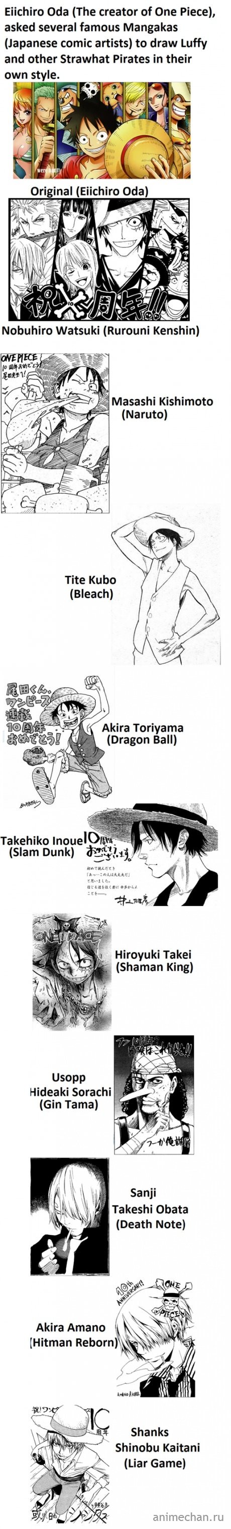 One Piece разных стилей