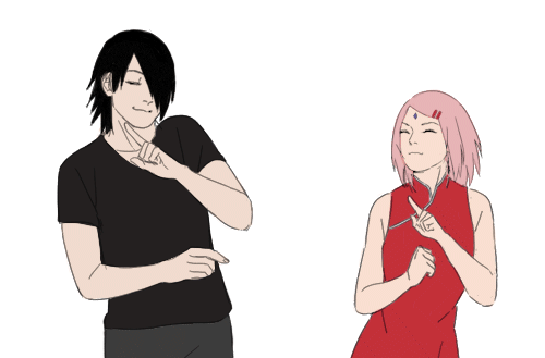 Sakura and Saske dance