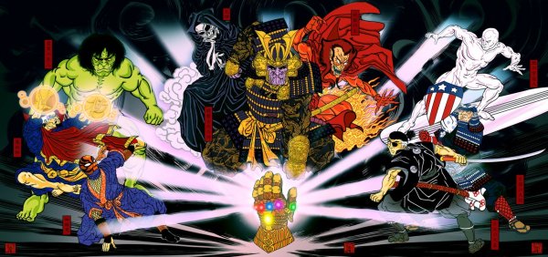 Герои Marvel в стиле японского изобразительного искусства