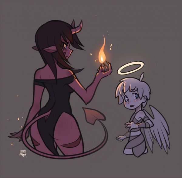 Demon Girl and Angel by Piesarts