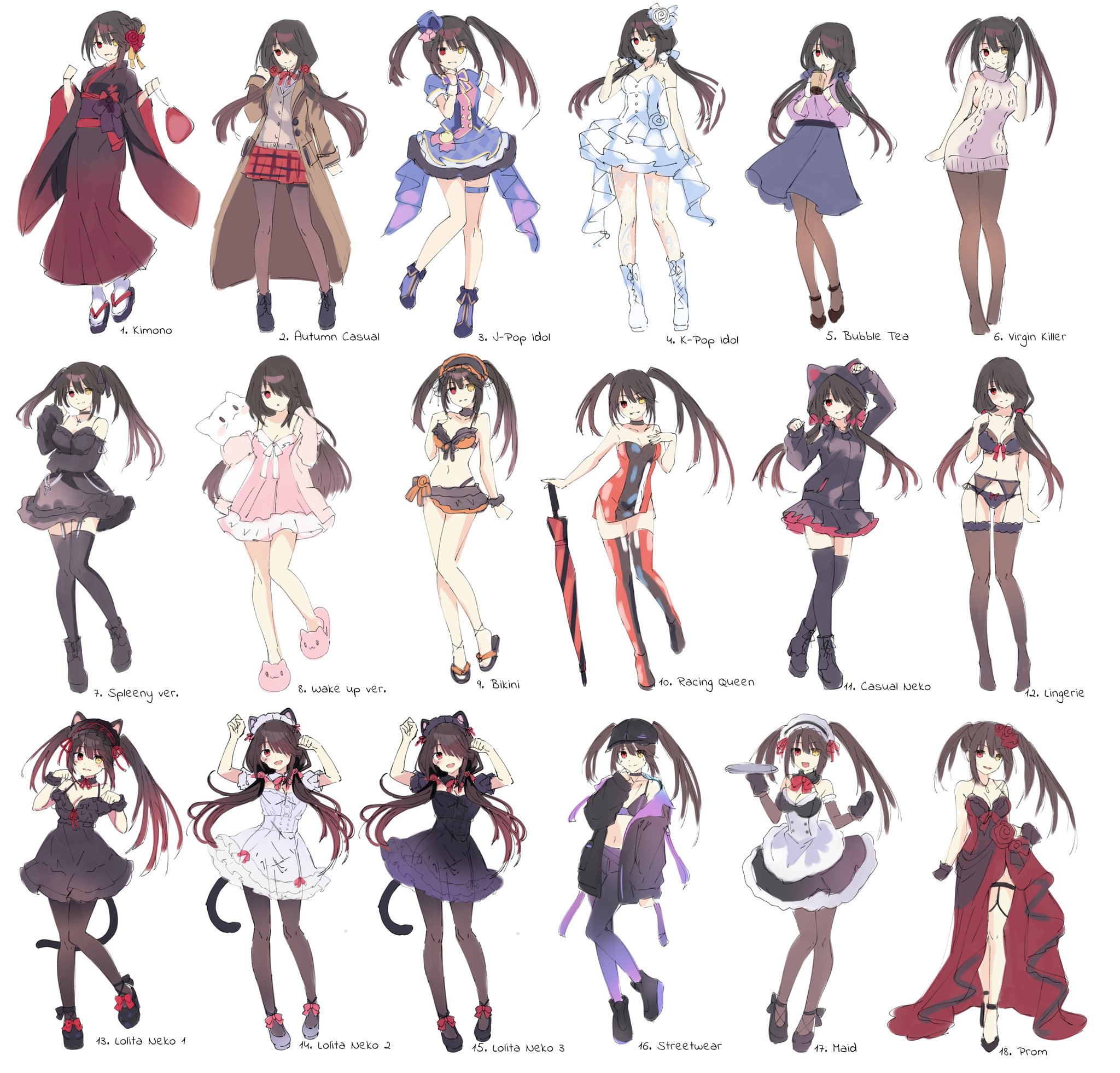 Куруми Токисаки и её наряды